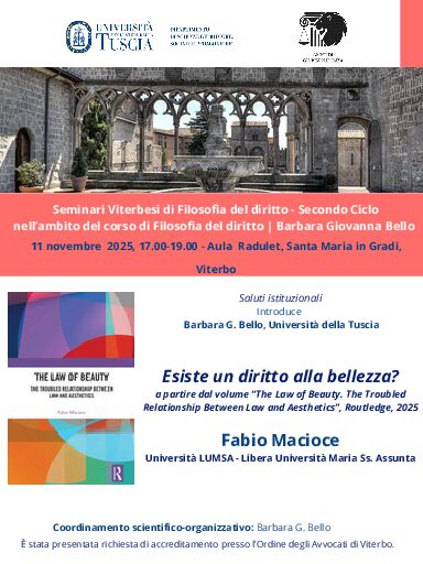 Seminari Viterbesi di Filosofia del diritto – Secondo Ciclo – Esiste un diritto alla bellezza?