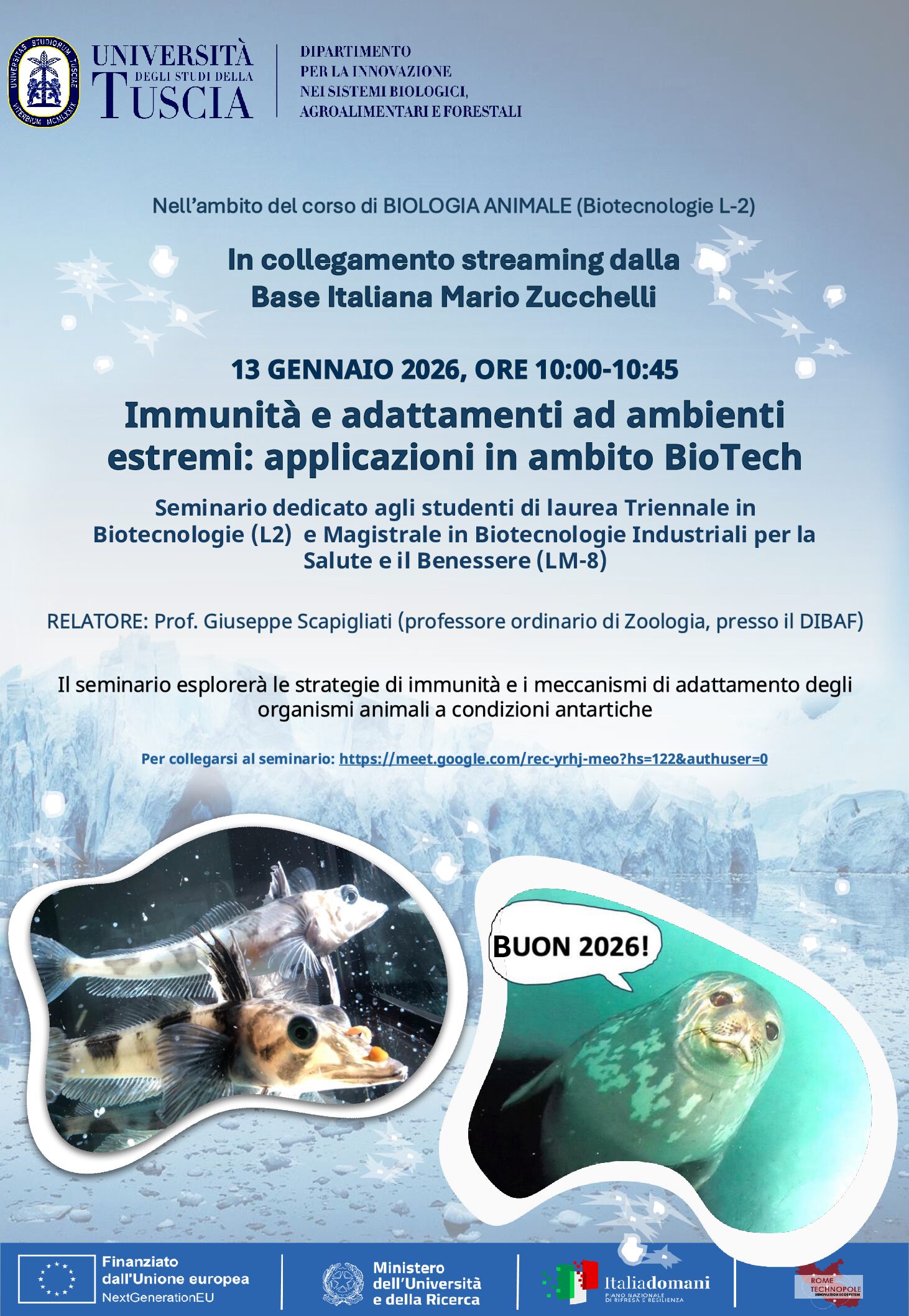 SIminario su Immunità e adattamenti ad ambienti estremi: applicazioni in ambito BioTech